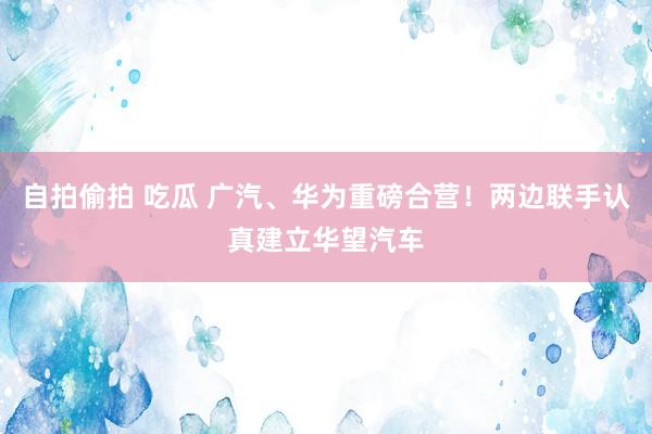 自拍偷拍 吃瓜 广汽、华为重磅合营！两边联手认真建立华望汽车