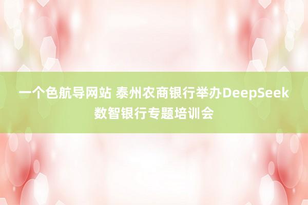 一个色航导网站 泰州农商银行举办DeepSeek数智银行专题培训会