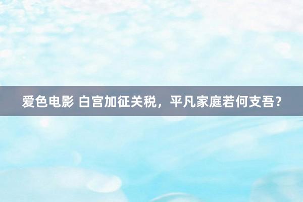 爱色电影 白宫加征关税，平凡家庭若何支吾？