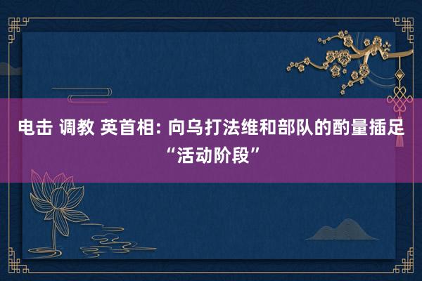 电击 调教 英首相: 向乌打法维和部队的酌量插足“活动阶段”