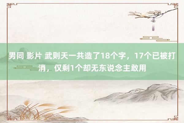 男同 影片 武则天一共造了18个字，17个已被打消，仅剩1个却无东说念主敢用
